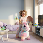 Luna the Unicorn bouncy toy in a child's bedroom